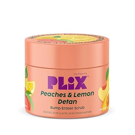 PLIX - THE PLANT FIX Peaches & Lemon Detan Bump Eraser Scrub (200g) | Exfoliating Scrub | Removes Tan & Restores Skin’s Moisture, Reduces Dark Spots,
