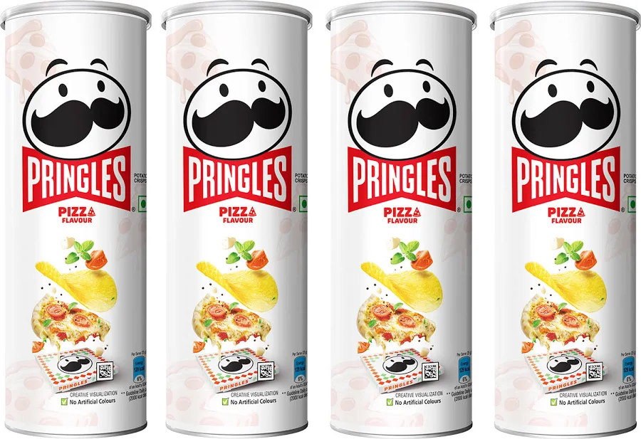 Pringles Potato Chips Pizza Flavor Pack Of 4, Crispy Snack For Movie & Game Nights Chips