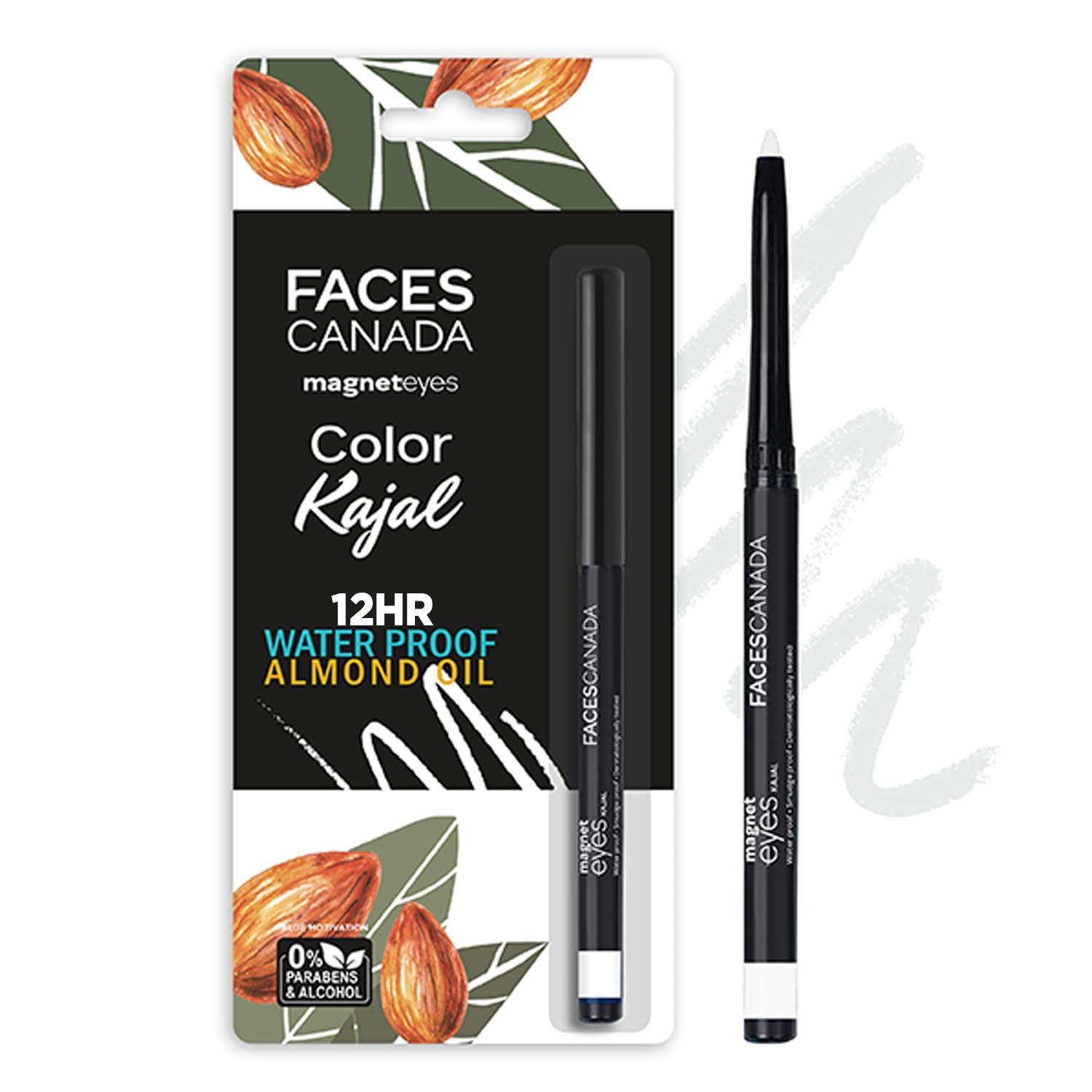 FACESCANADA Magneteyes Color Kajal - White Serenity 06, 0.30g | Highly Pigmented Kohl | 12 Hr Long Stay | Matte Finish |
